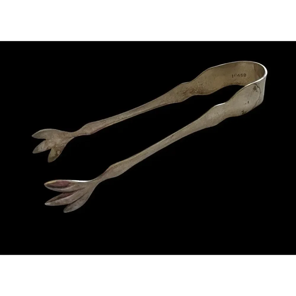B &P EPNS Silverplate Bird Claw Ice Serving Tongs Sugar Cube 16459 Antique